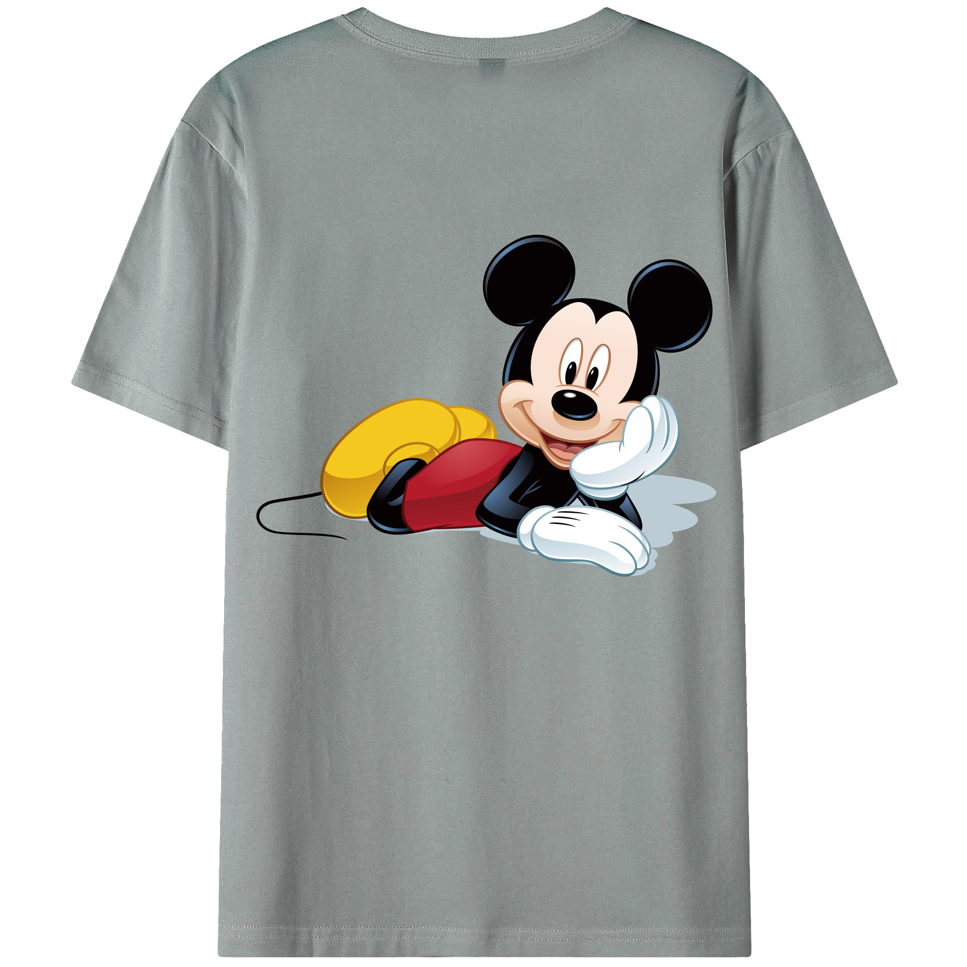 ミッキーマウス Mickey Mouse 綿100％ メンズ半袖Tシャツ（バックプリント） 通気性